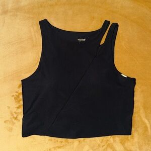 Old Navy Black Asymmetrical Crop Tank Top